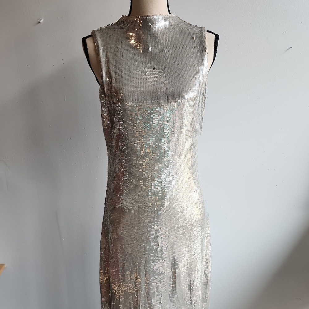 Zara Silver Sequin Sleeveless Dress